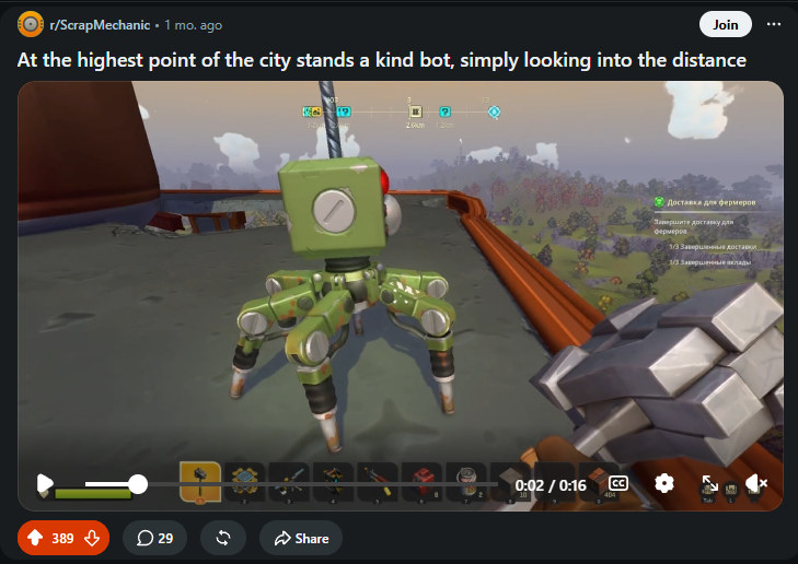Reddit post: a kind bot at the highest point of the city