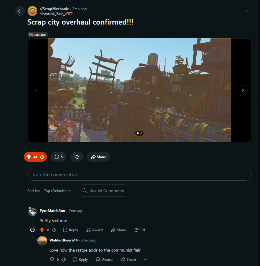 Reddit post: Scrap city overhaul confirmed!!!